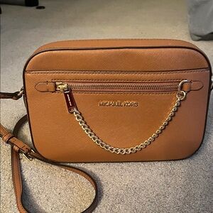 Michael Kors Brown Crossbody Purse with Gold Chain